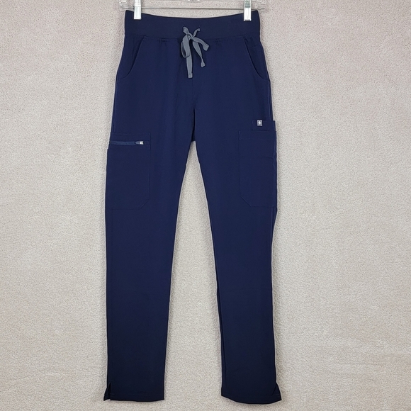 Figs Navy Yola With Yoga HighWaisted Waistband Skinny Scrub Pants Sz XXS NEW - Picture 2 of 16